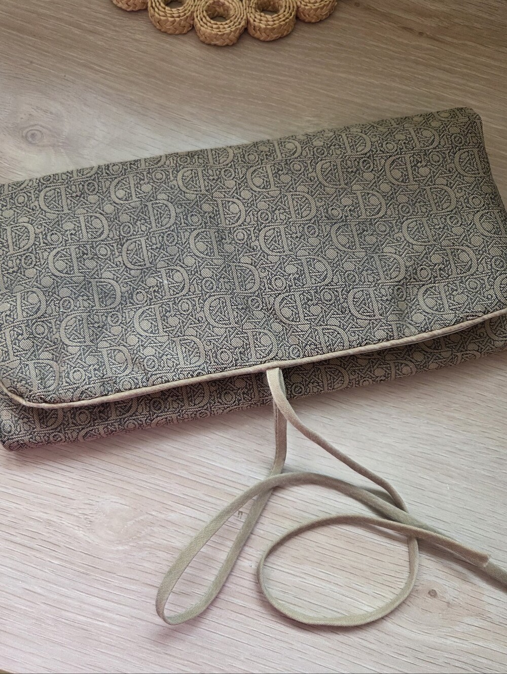 Vintage Christian Dior Monogram Bag Roll Up Travel Jewelry Makeup Organizer Case
